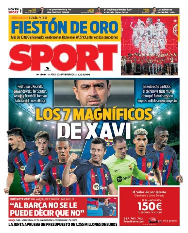 Portadas Deportivas Martes 20/9/2022 Portadas Deportivas Martes 20/9/2022