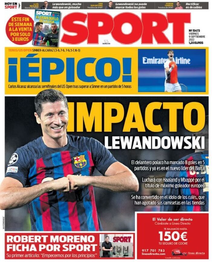 Portadas Deportivas Viernes 9/9/2022 Portadas Deportivas Viernes 9/9/2022