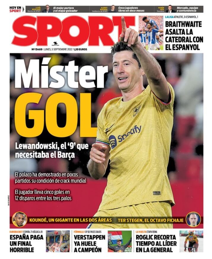 Portadas Deportivas Lunes 5/9/2022 Portadas Deportivas Lunes 5/9/2022