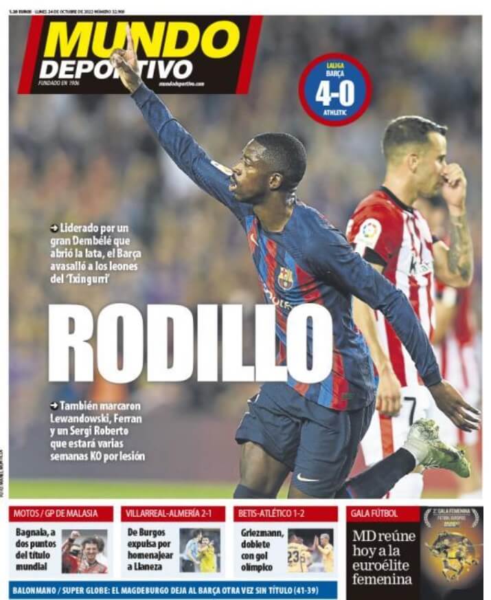 Portadas Deportivas Lunes 24/10/2022