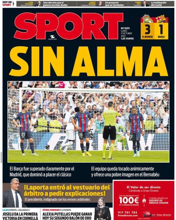 Portadas Deportivas Lunes 17/10/2022 Portadas Deportivas Lunes 17/10/2022