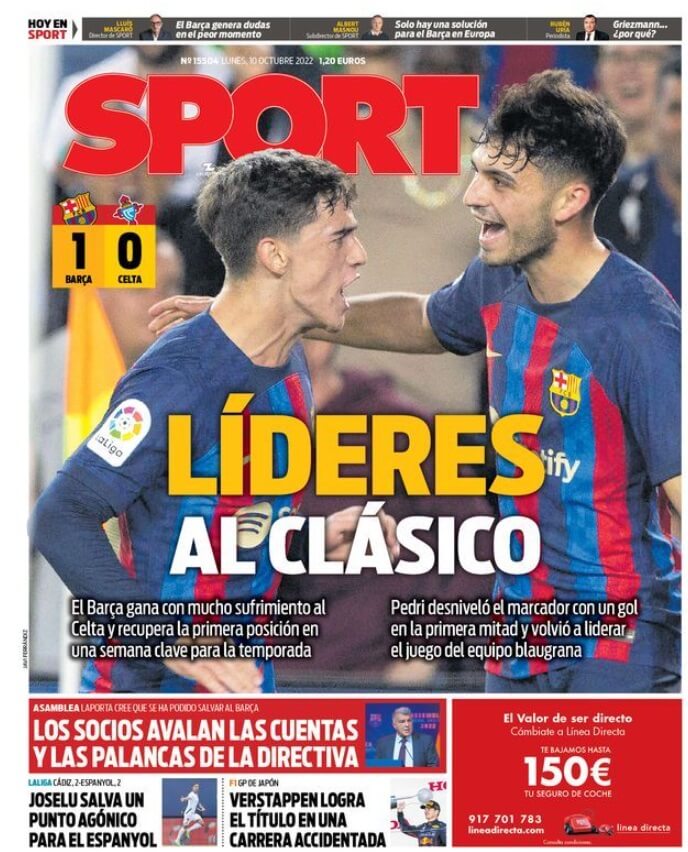 Portadas Deportivas Lunes 10/10/2022 Portadas Deportivas Lunes 10/10/2022