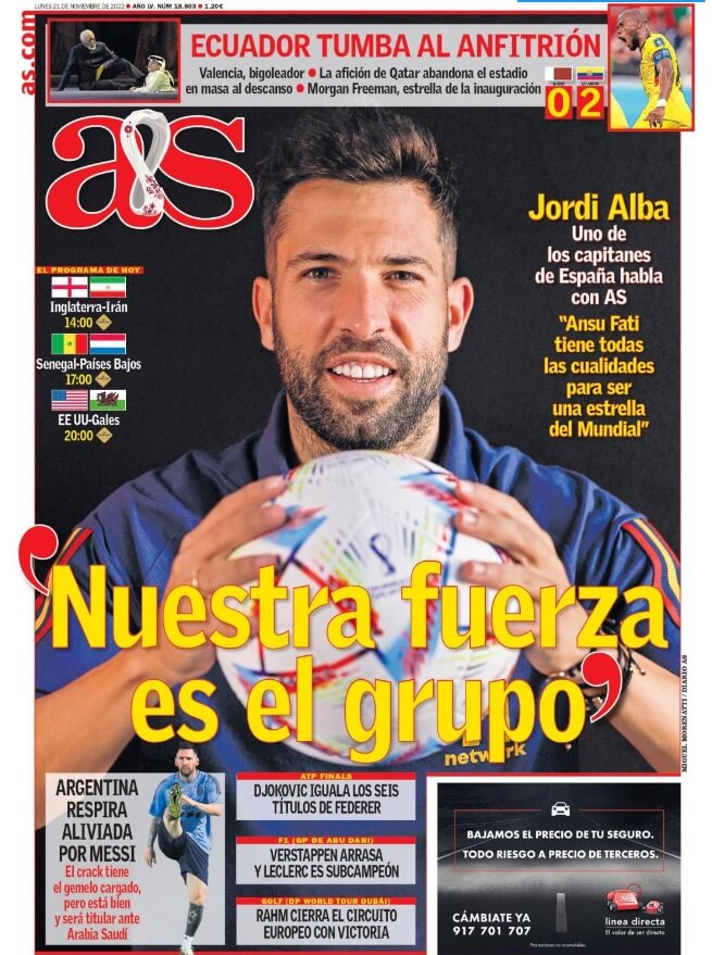 Portadas Deportivas Lunes 21/11/2022 Portadas Deportivas Lunes 21/11/2022