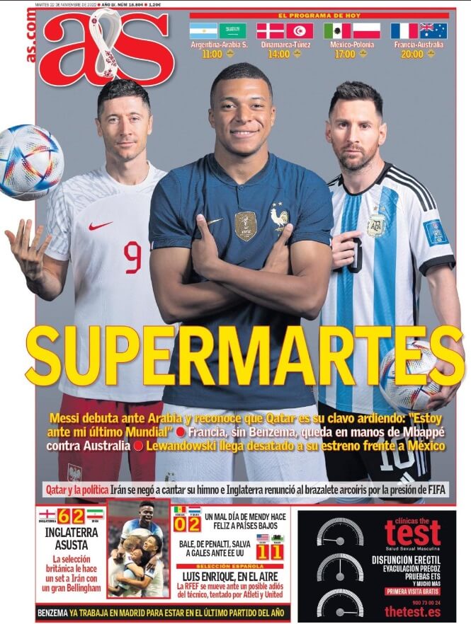 Portadas Deportivas Martes 22/11/2022 Portadas Deportivas Martes 22/11/2022