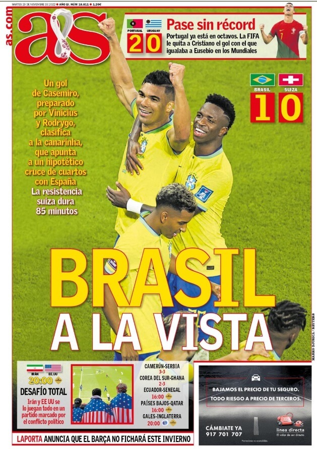 Portadas Deportivas Martes 29/11/2022 Portadas Deportivas Martes 29/11/2022