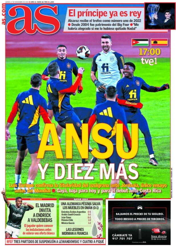 Portadas Deportivas Jueves 17/11/2022 Portadas Deportivas Jueves 17/11/2022