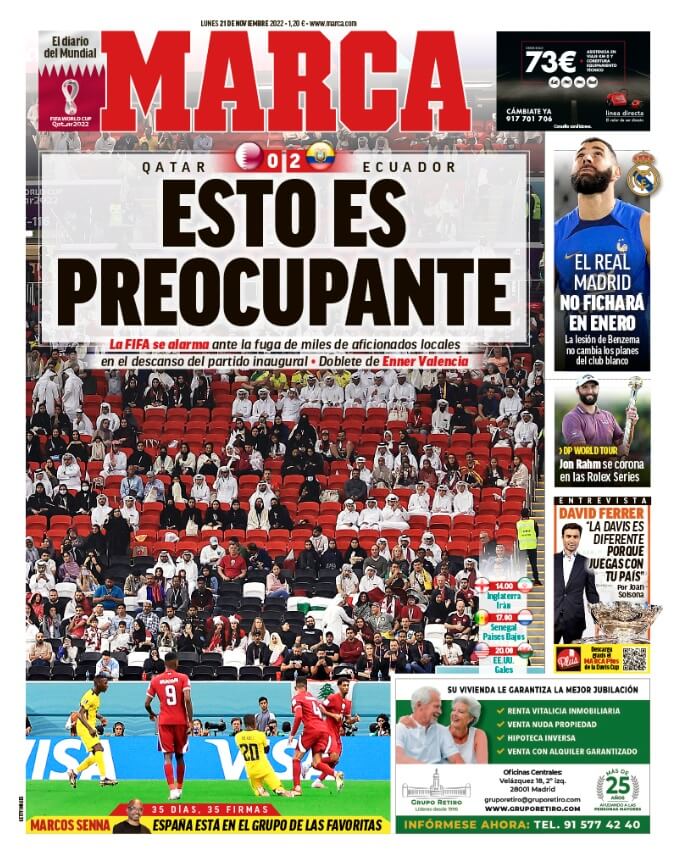 Portadas Deportivas Lunes 21/11/2022 Portadas Deportivas Lunes 21/11/2022