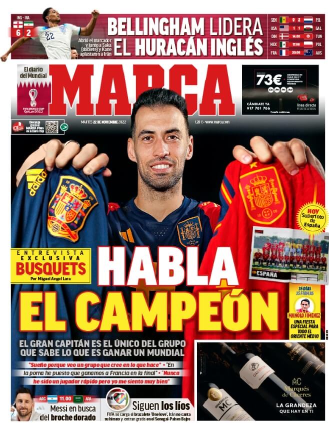 Portadas Deportivas Martes 22/11/2022 Portadas Deportivas Martes 22/11/2022