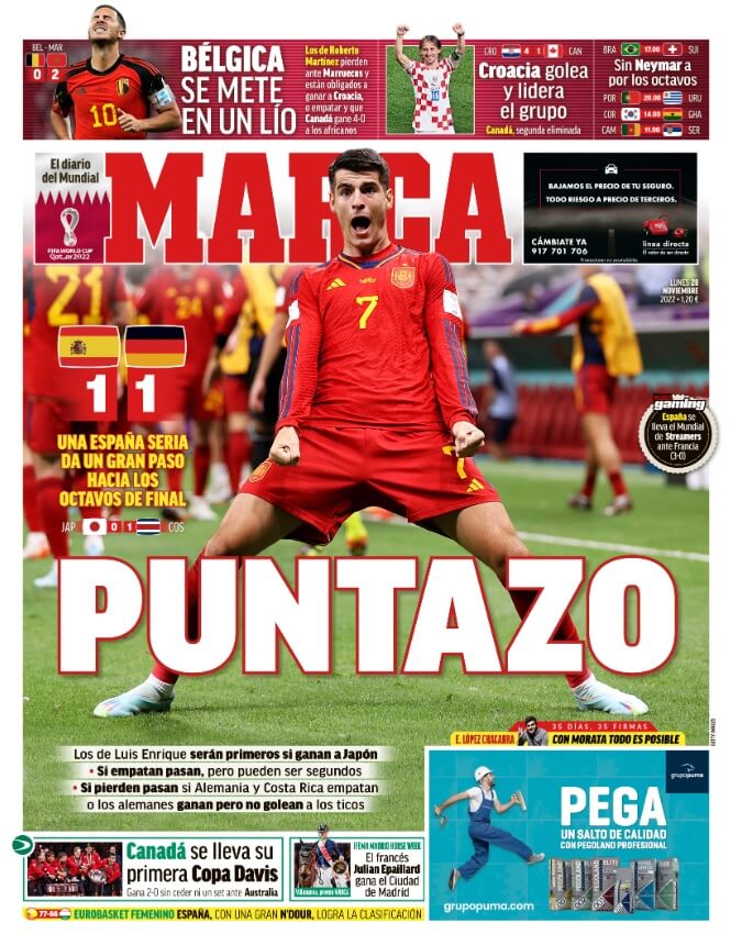 Portadas Deportivas Lunes 28/11/2022 Portadas Deportivas Lunes 28/11/2022