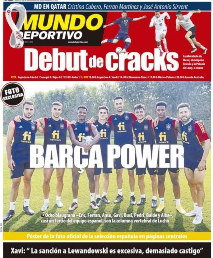 Portadas Deportivas Martes 22/11/2022 Portadas Deportivas Martes 22/11/2022