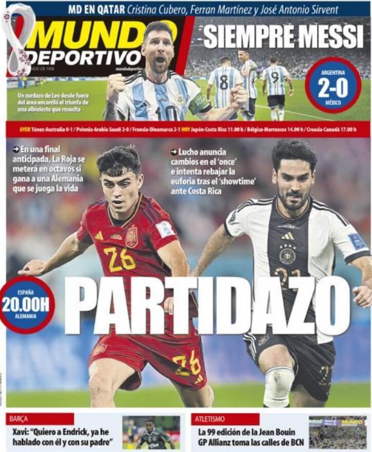 Portadas Deportivas Domingo 27/11/2022 Portadas Deportivas Domingo 27/11/2022