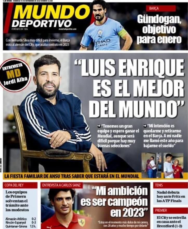 Portadas Deportivas Domingo 13/11/2022