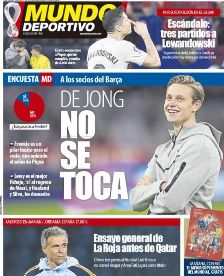 Portadas Deportivas Jueves 17/11/2022 Portadas Deportivas Jueves 17/11/2022