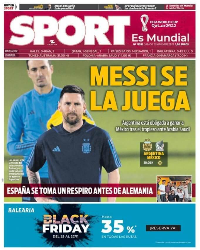 Portadas Deportivas Sábado 26/11/2022 Portadas Deportivas Sábado 26/11/2022