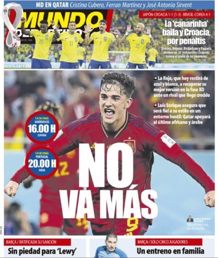 Portadas Deportivas Martes 6/12/2022