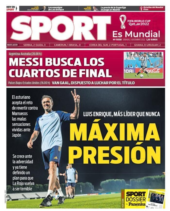 Portadas Deportivas Sábado 3/12/2022 Portadas Deportivas Sábado 3/12/2022