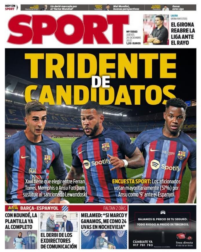Portadas Deportivas Jueves 29/12/2022 Portadas Deportivas Jueves 29/12/2022