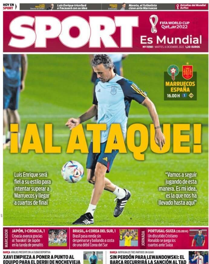 Portadas Deportivas Martes 6/12/2022 