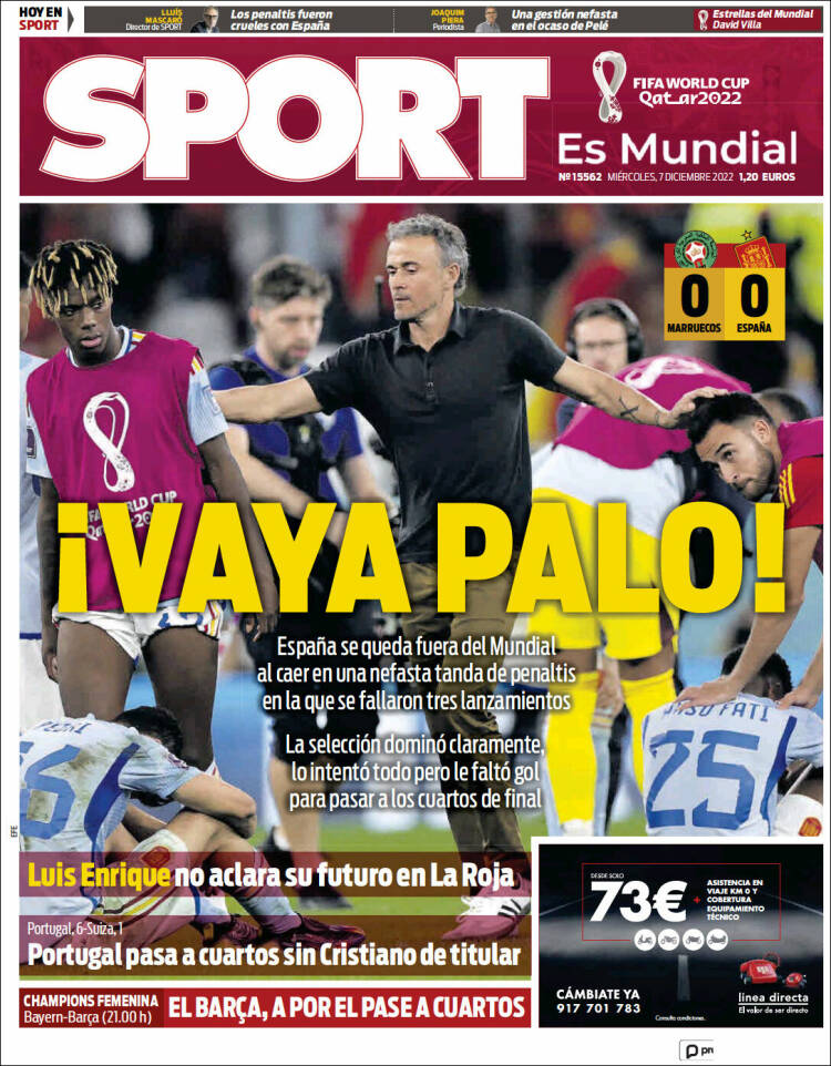 Portadas Deportivas Miércoles 7/12/2022 Portadas Deportivas Miércoles 7/12/2022