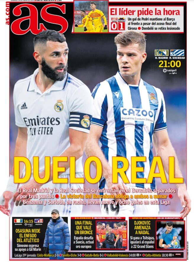 Portadas Deportivas Domingo 29/1/2023 Portadas Deportivas Domingo 29/1/2023