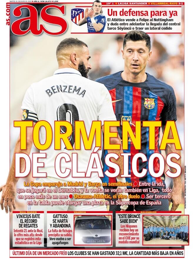 Portadas Deportivas Martes 31/1/2023