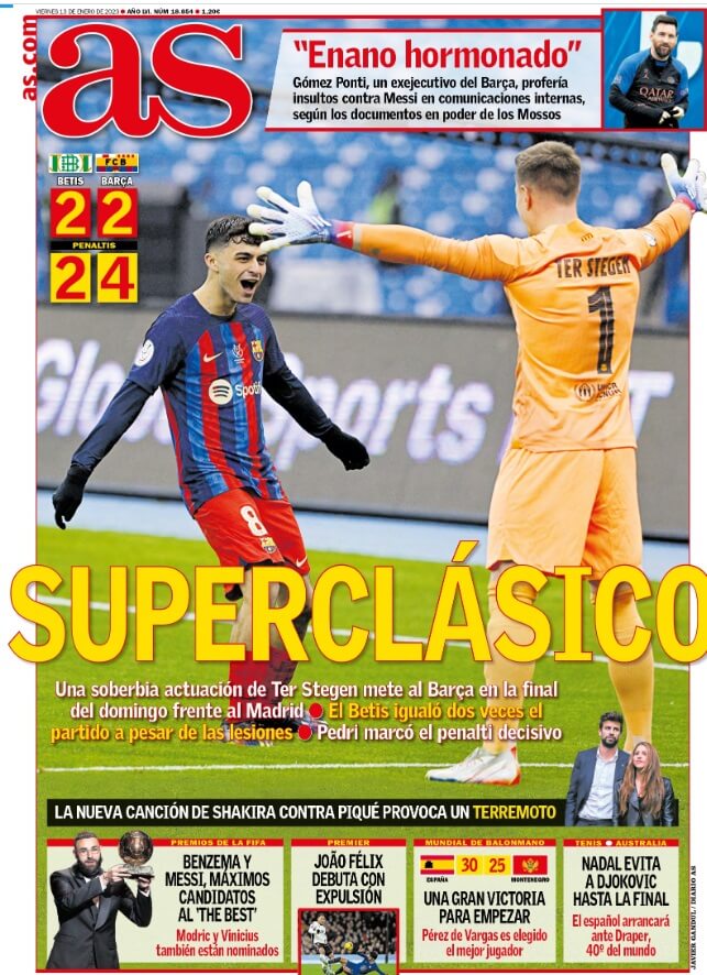 Portadas Deportivas Viernes 13/1/2023 Portadas Deportivas Viernes 13/1/2023