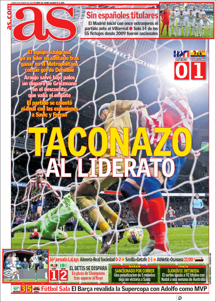 Portadas Deportivas Lunes 9/1/2023