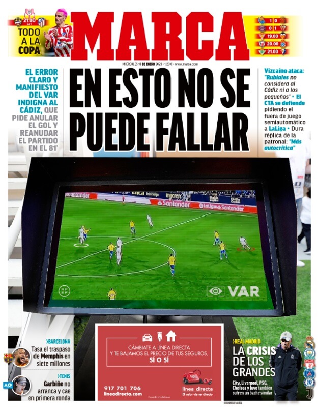 Portadas Deportivas Miércoles 18/1/2023 Portadas Deportivas Miércoles 18/1/2023