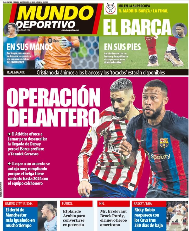 Portadas Deportivas Sábado 14/1/2023 Portadas Deportivas Sábado 14/1/2023