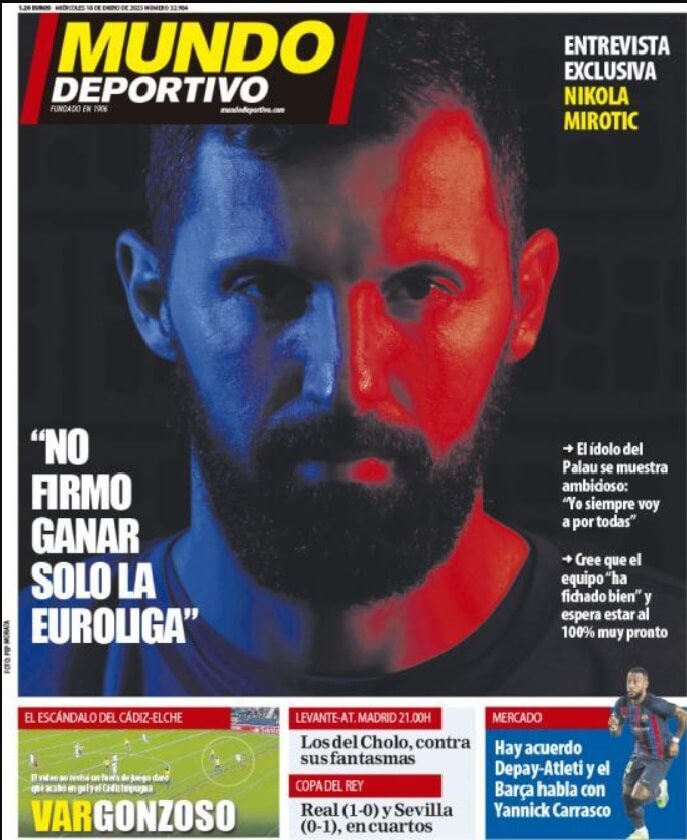 Portadas Deportivas Miércoles 18/1/2023 Portadas Deportivas Miércoles 18/1/2023