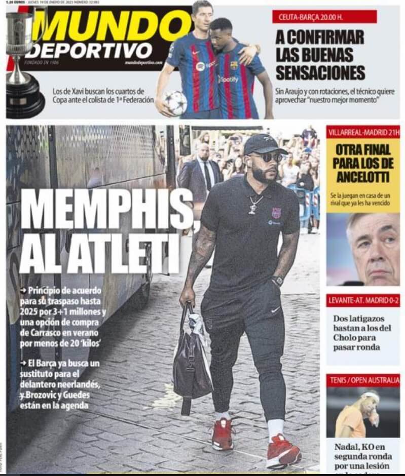 Portadas Deportivas Jueves 19/1/2023