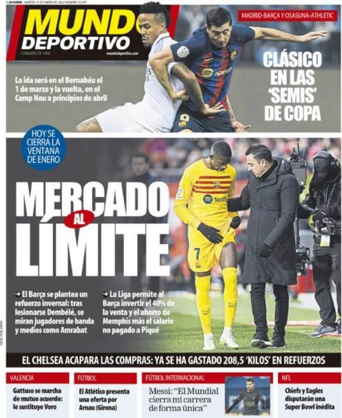 Portadas Deportivas Martes 31/1/2023