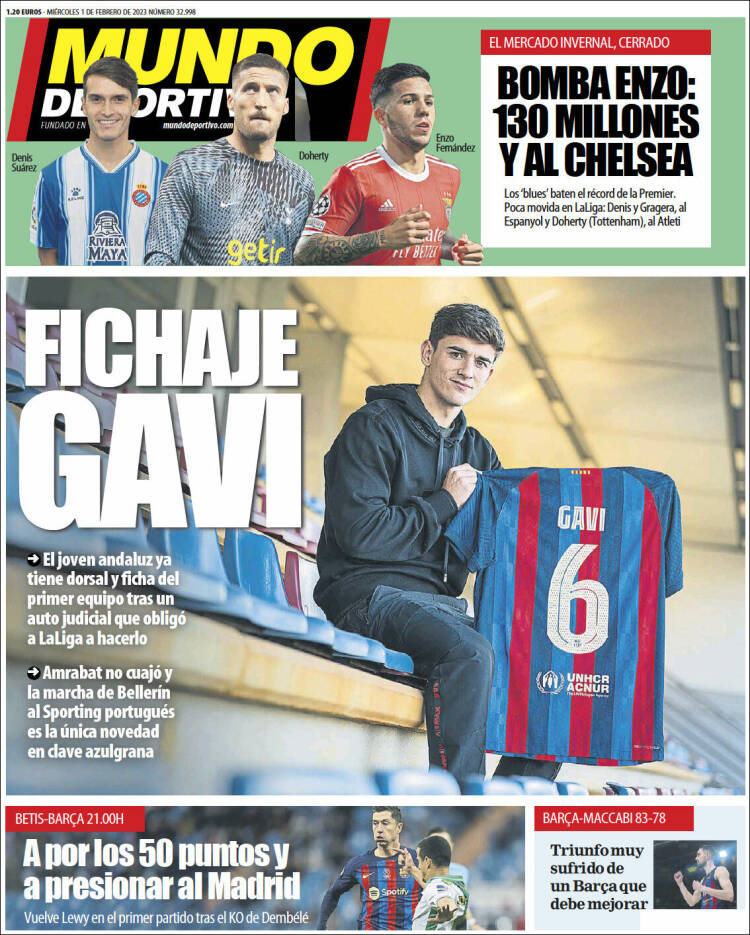 Portadas Deportivas Miércoles 1/2/2023 Portadas Deportivas Miércoles 1/2/2023