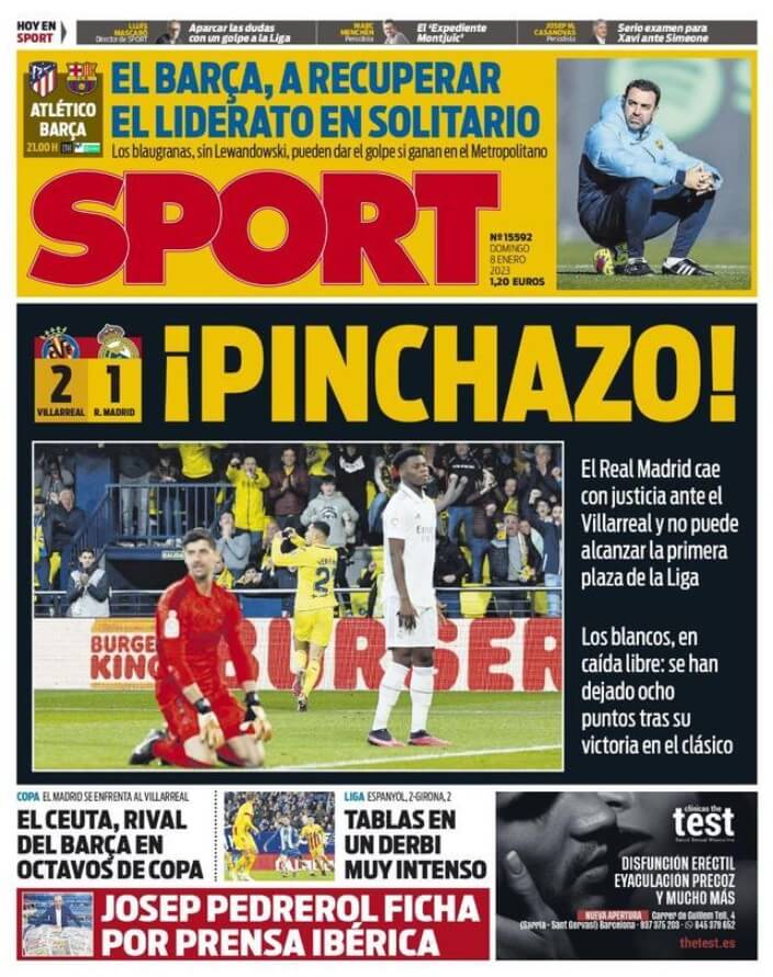 Portadas Deportivas Domingo 8/1/2023 