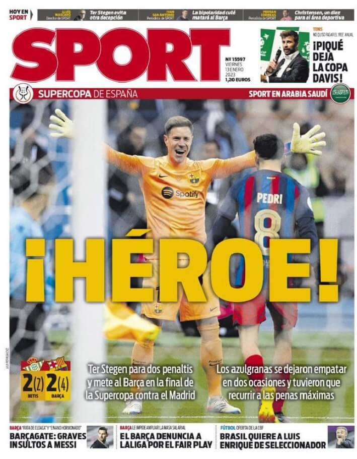 Portadas Deportivas Viernes 13/1/2023 Portadas Deportivas Viernes 13/1/2023