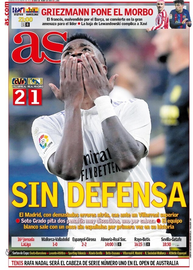 Portadas Deportivas Domingo 8/1/2023 