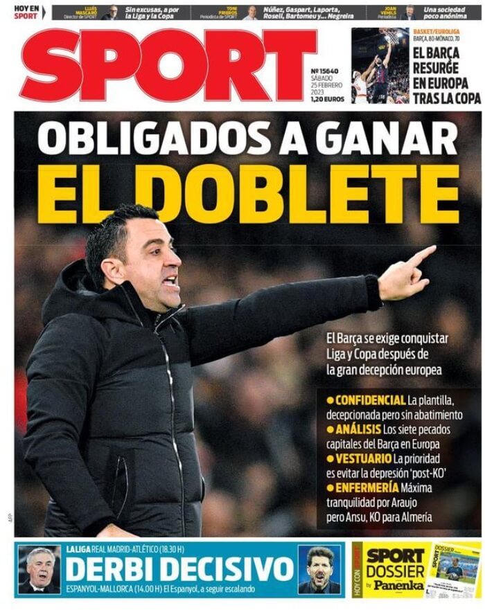 Portadas Deportivas Sábado 25/2/2023