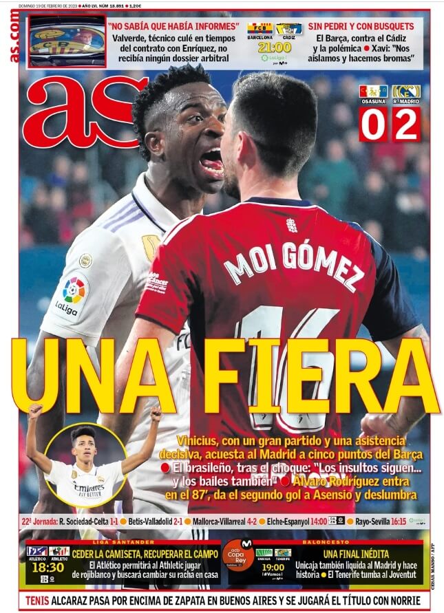 Portadas Deportivas Domingo 19/2/2023