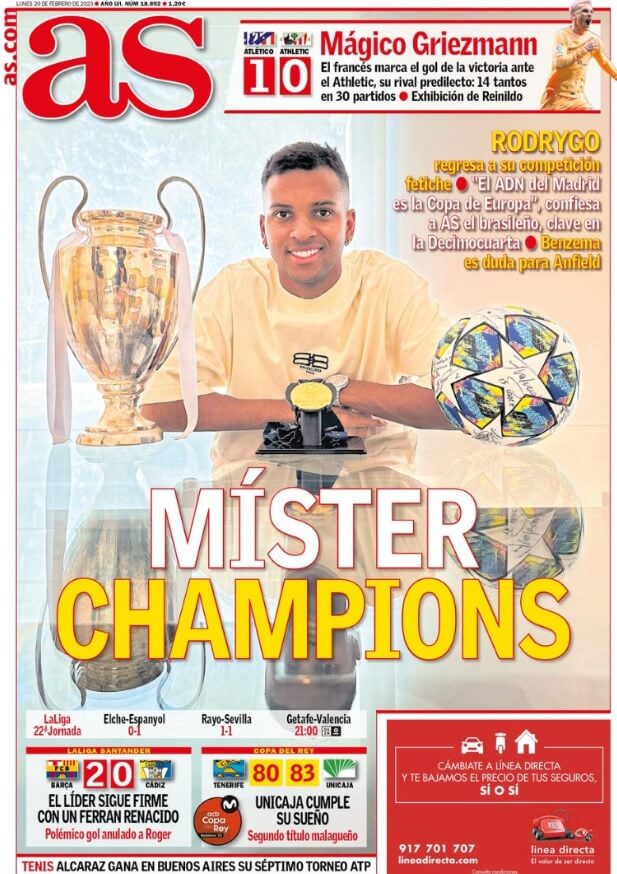 Portadas Deportivas Lunes 20/2/2023 Portadas Deportivas Lunes 20/2/2023