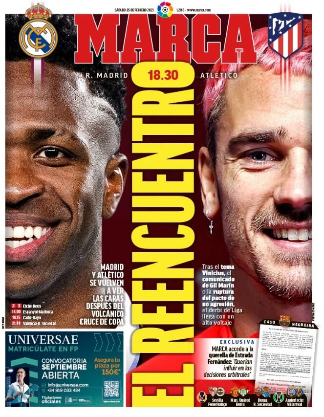 Portadas Deportivas Sábado 25/2/2023