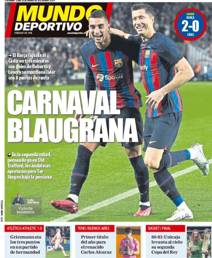 Portadas Deportivas Lunes 20/2/2023 Portadas Deportivas Lunes 20/2/2023
