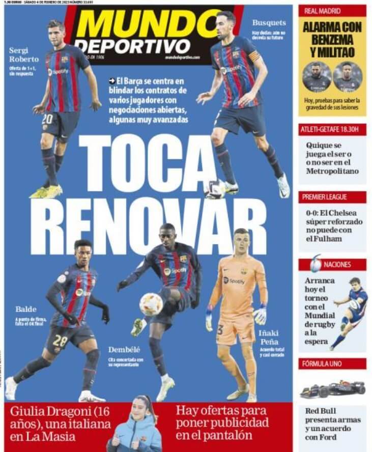Portadas Deportivas Sábado 4/2/2023 Portadas Deportivas Sábado 4/2/2023