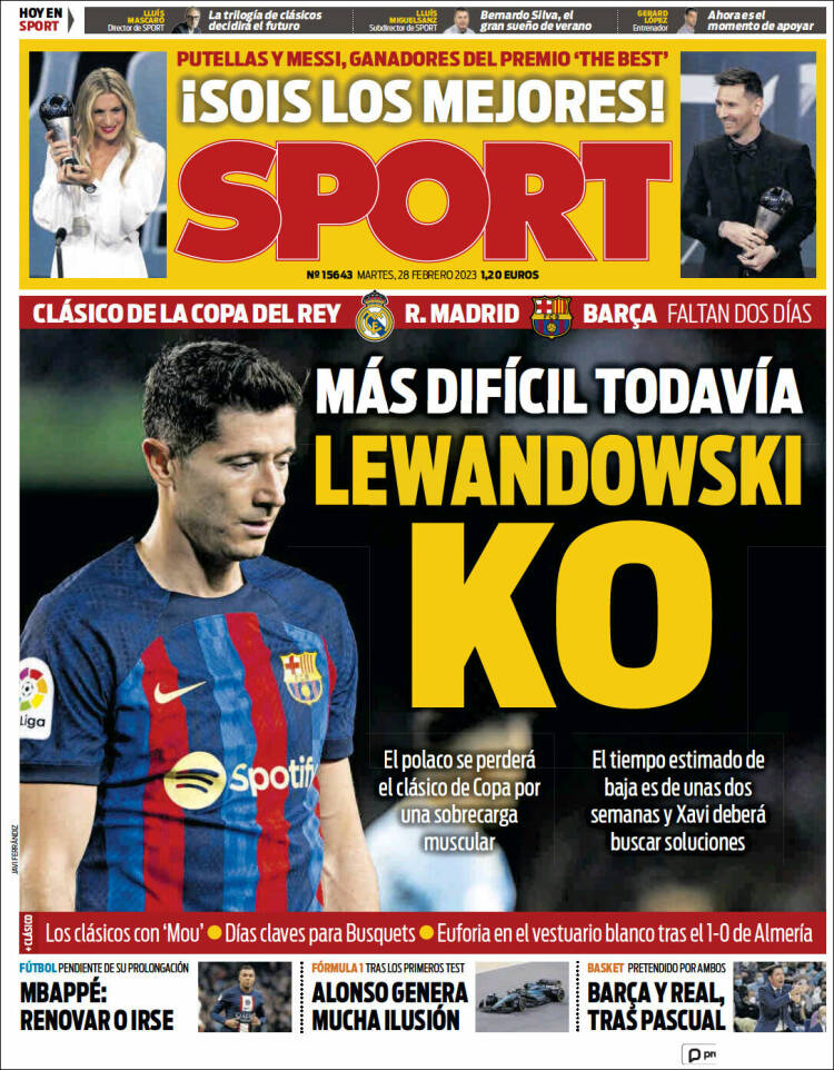 Portadas Deportivas Martes 28/2/2023 Portadas Deportivas Martes 28/2/2023