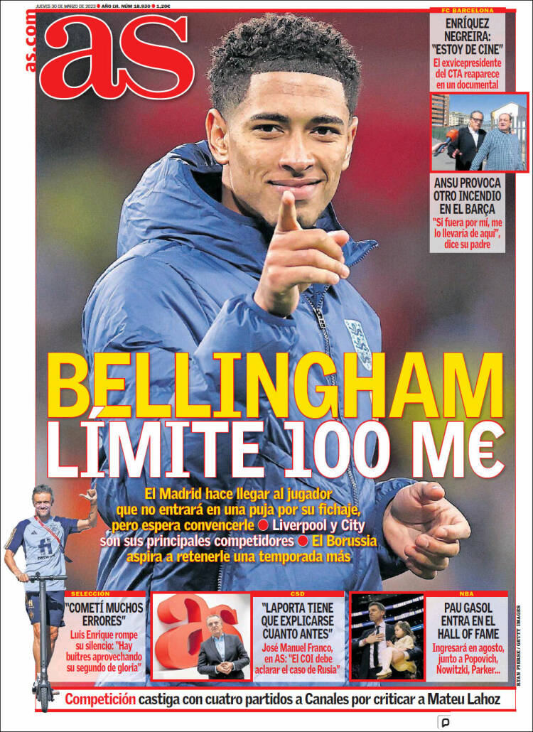 Portadas Deportivas Jueves 30/3/2023