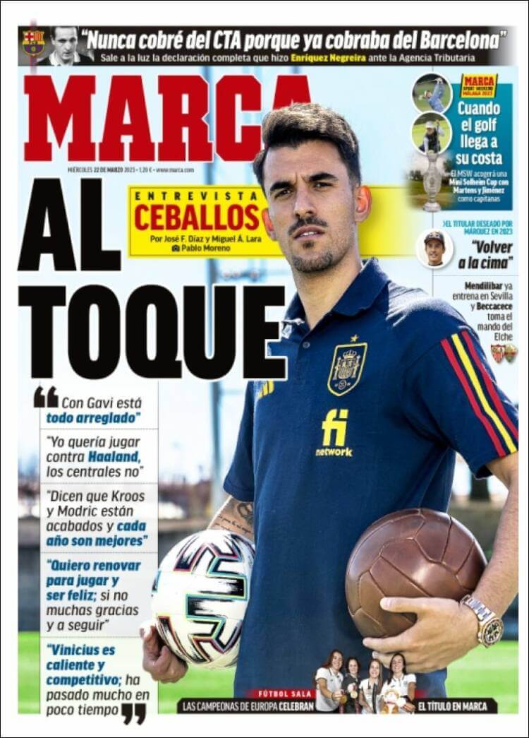 Portadas Deportivas Miércoles 22/3/2023