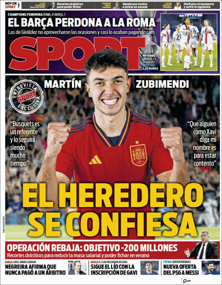 Portadas Deportivas Miércoles 22/3/2023