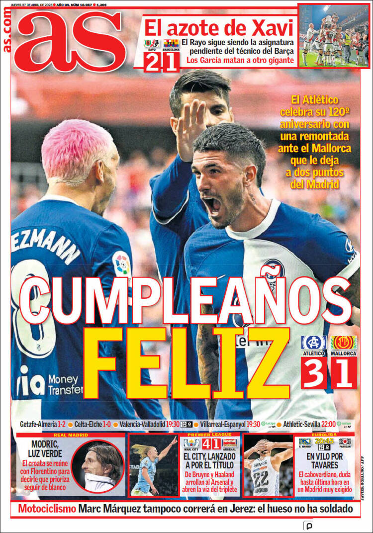 Portadas Deportivas Jueves 27/4/2023 Portadas Deportivas Jueves 27/4/2023
