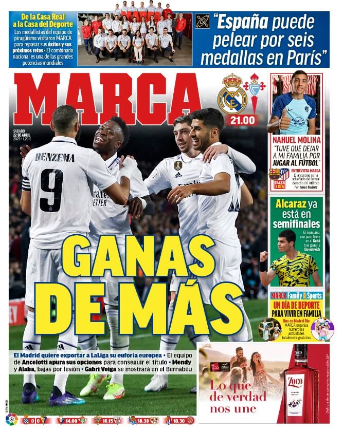 Portadas Deportivas Sábado 22/4/2023