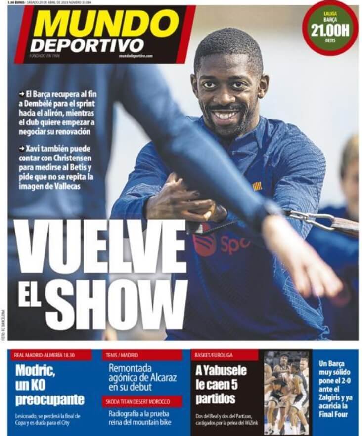Portadas Deportivas Sábado 29/4/2023