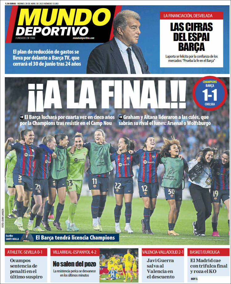 Portadas Deportivas Viernes 28/4/2023
